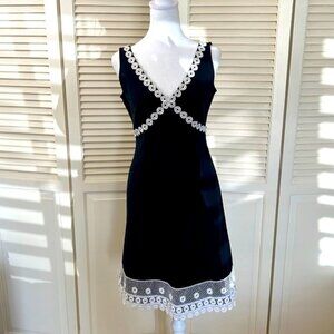 J Crew Navy and White Lace Piquet Dress